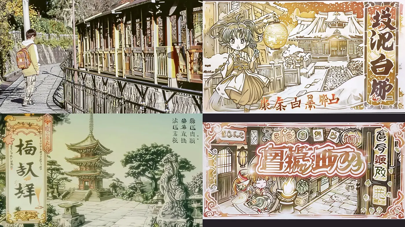 East Asian-Inspired Ink Wash Vintage Illustrations - Midjourney sref style