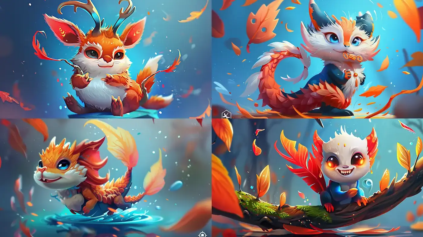 Whimsical and Playful Creature Illustrations with a Fantasy Vibe - Midjourney sref style