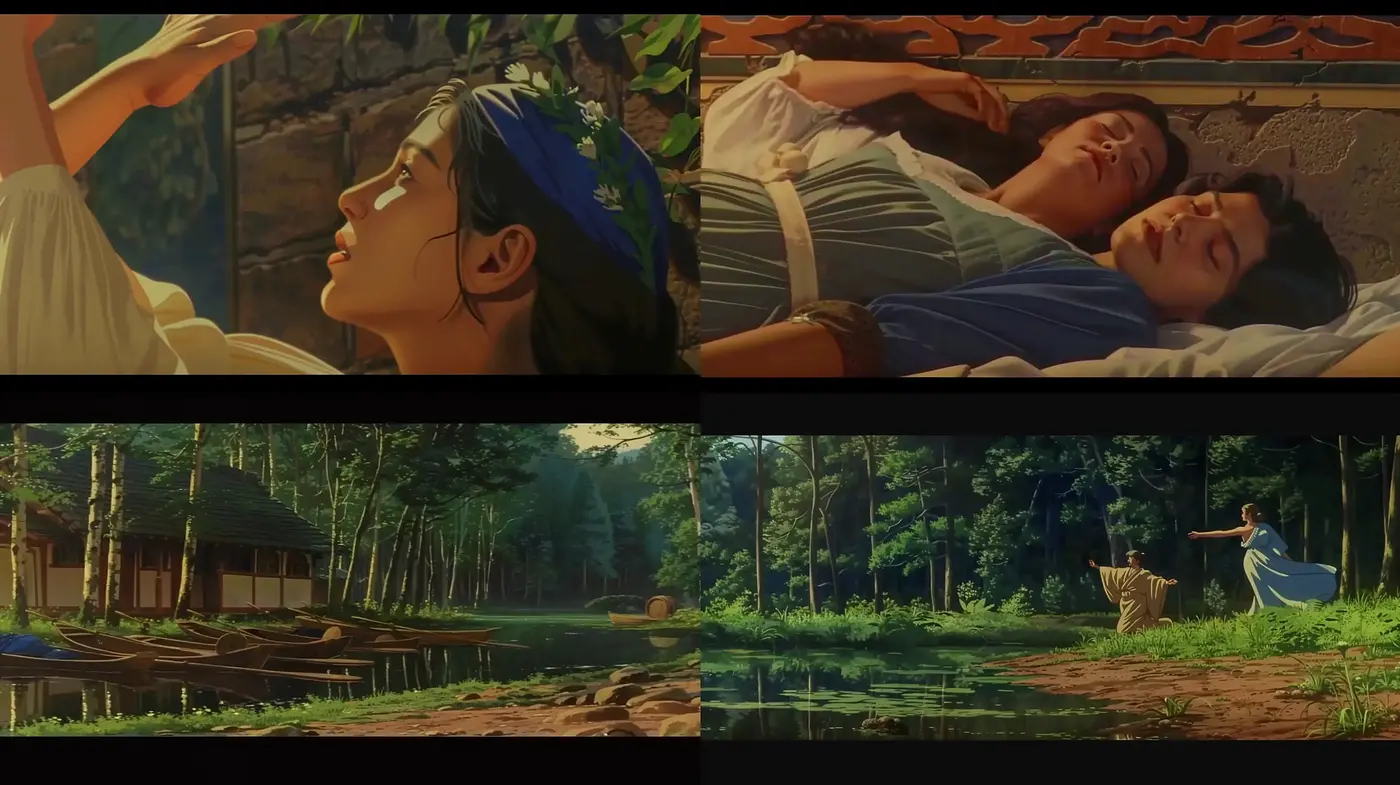 Pastoral Serenity in Lush Animation - Midjourney sref style
