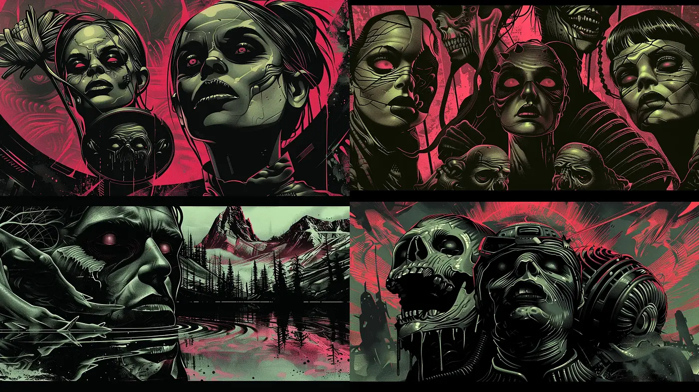 Gothic Noir Expressions of Eeriness and Desolation - Midjourney sref style
