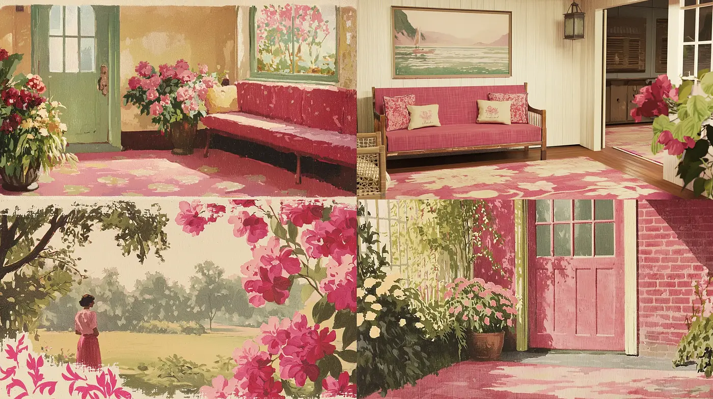 Rose-Tinted Serenity: A Consistent Dance of Florals and Warmth - Midjourney sref style