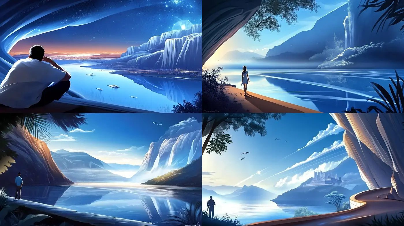 Surreal, serene landscapes with a dreamy ambiance - Midjourney sref style