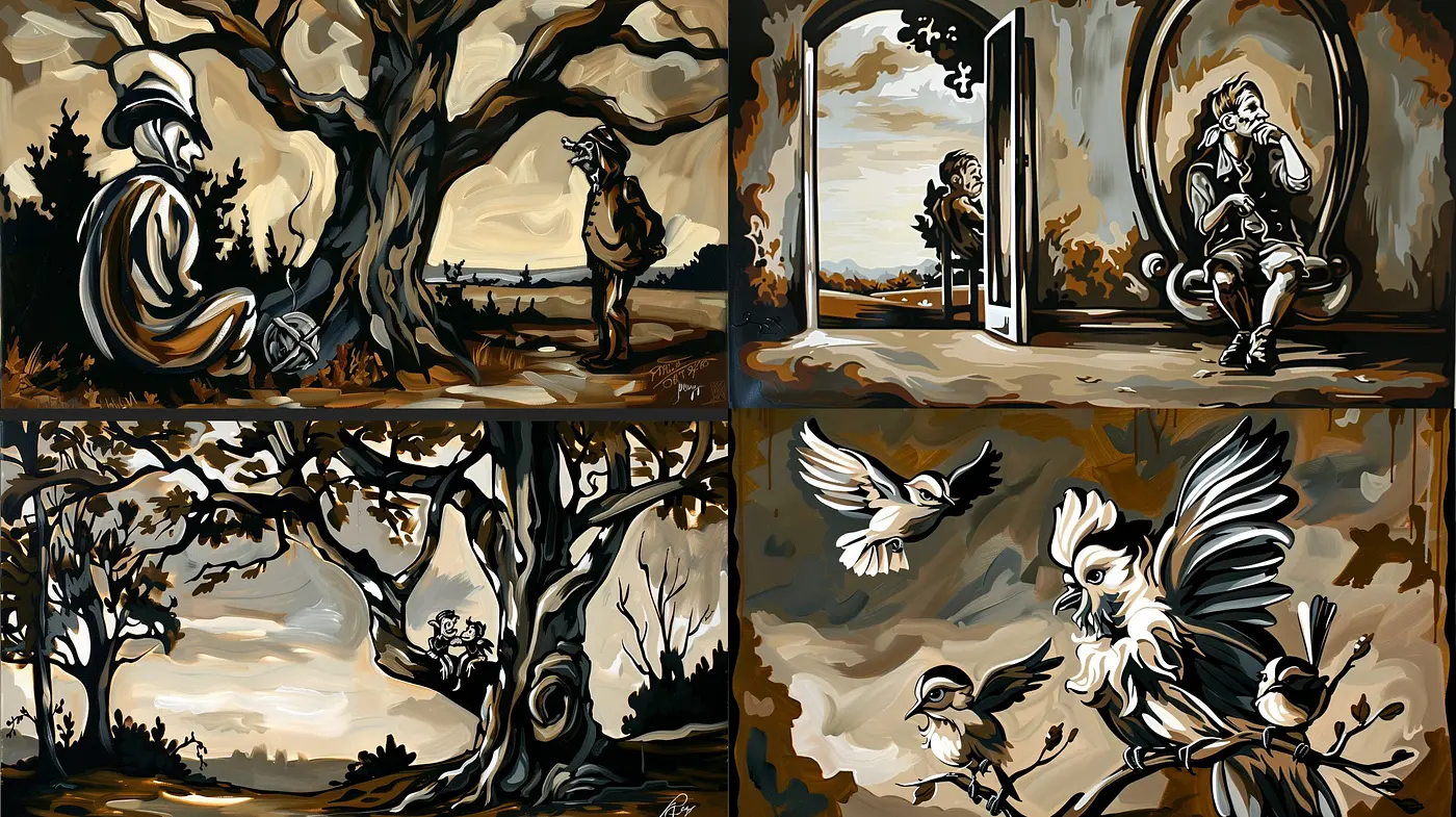 Sepia-Toned Evocations of Surrealism and Solitude - Midjourney sref style