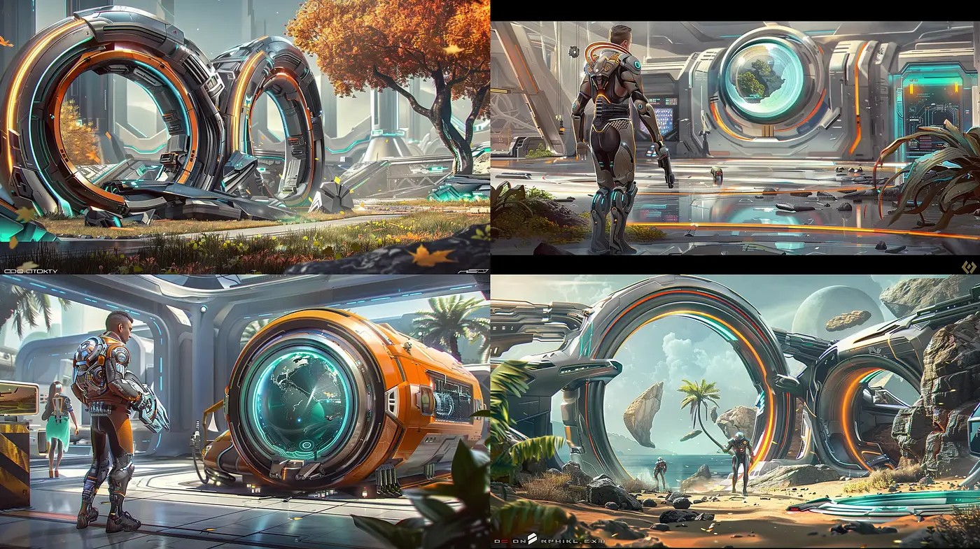 Futuristic Ethereal Worlds: A Seamless Amalgamation of Advanced Technology and Natural Elements - Midjourney sref style
