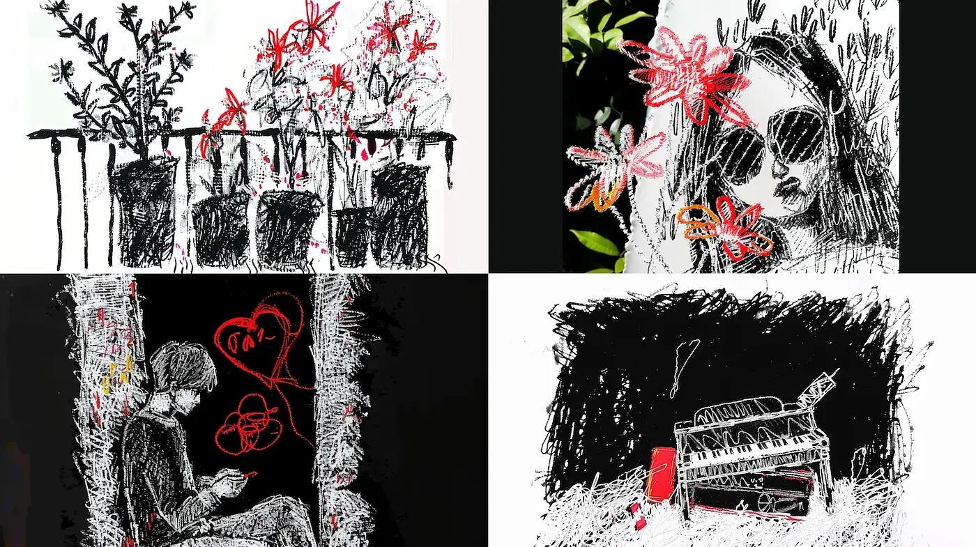 Expressive and Playful Sketch Art with a Contemporary Flair - Midjourney sref style