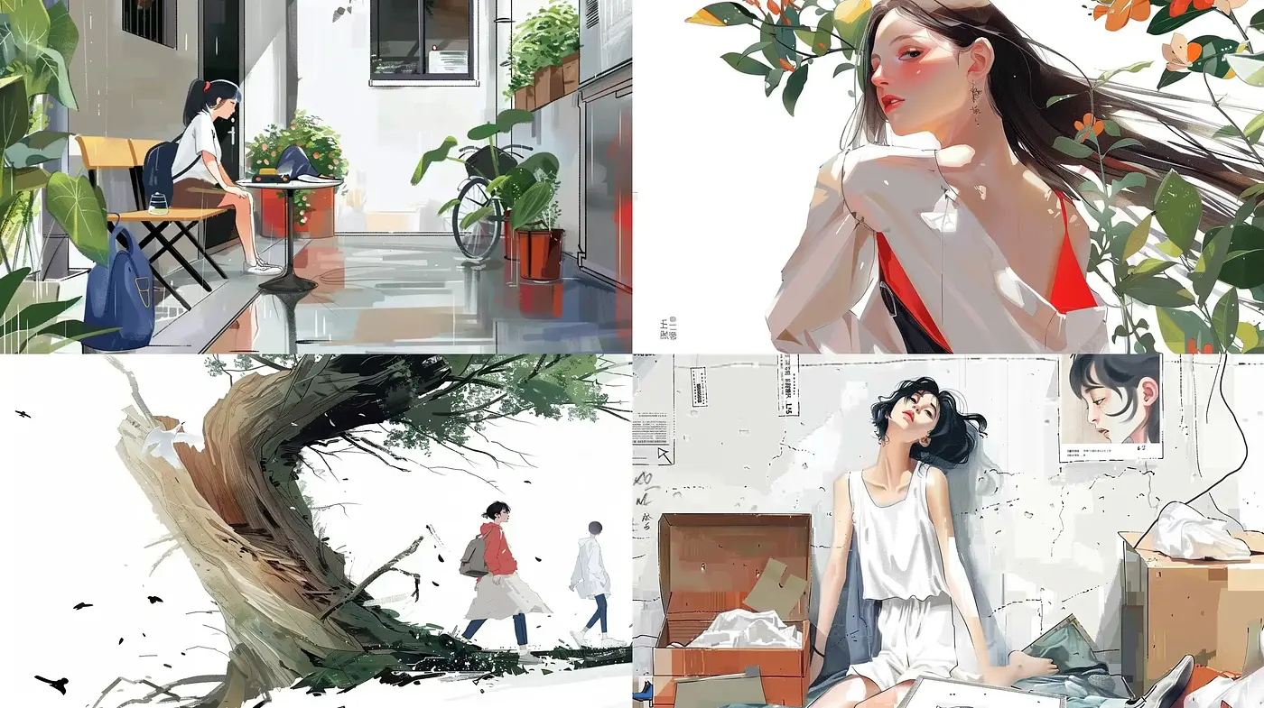 Whimsical Brushstrokes of Stylized Modern Life - Midjourney sref style