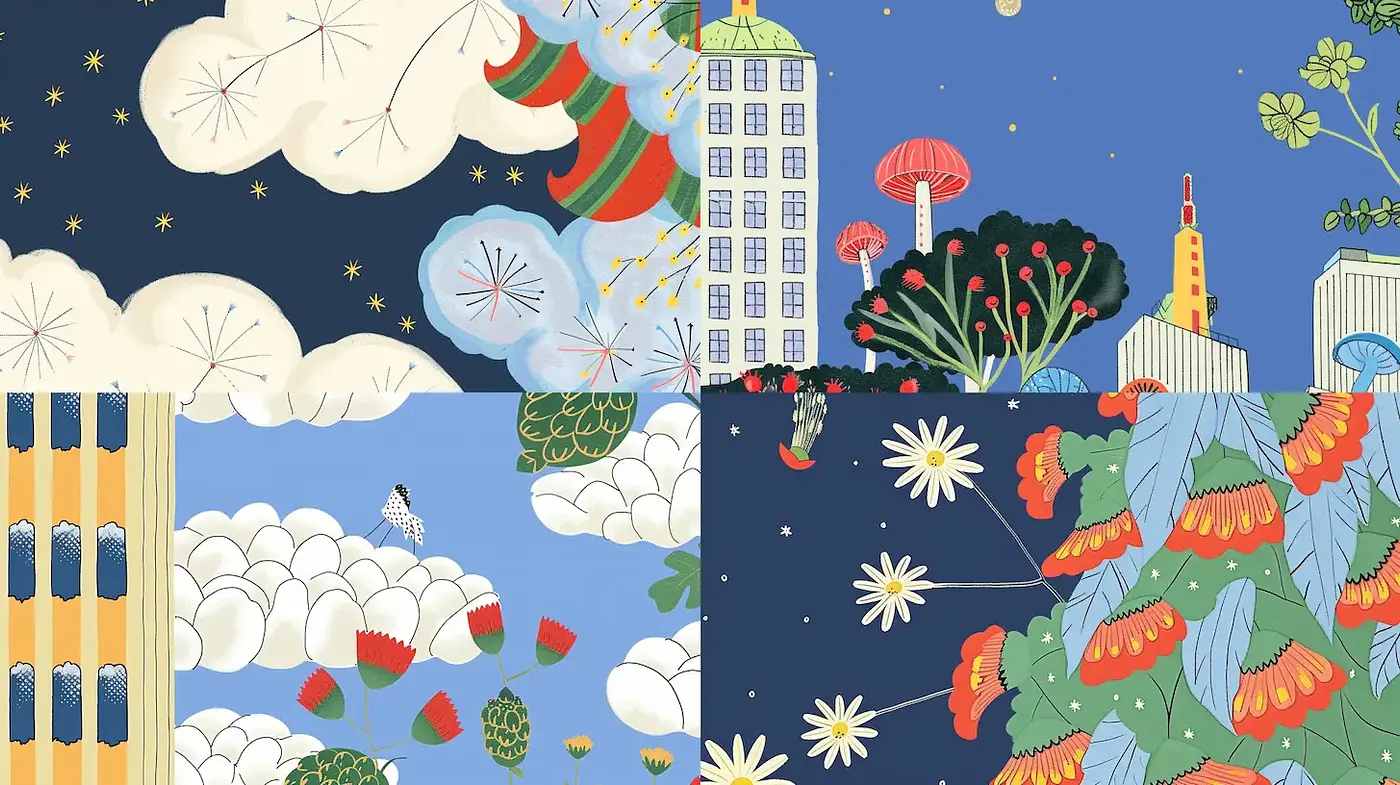 Whimsical and Playful Illustration Style with a Bright Color Palette - Midjourney sref style