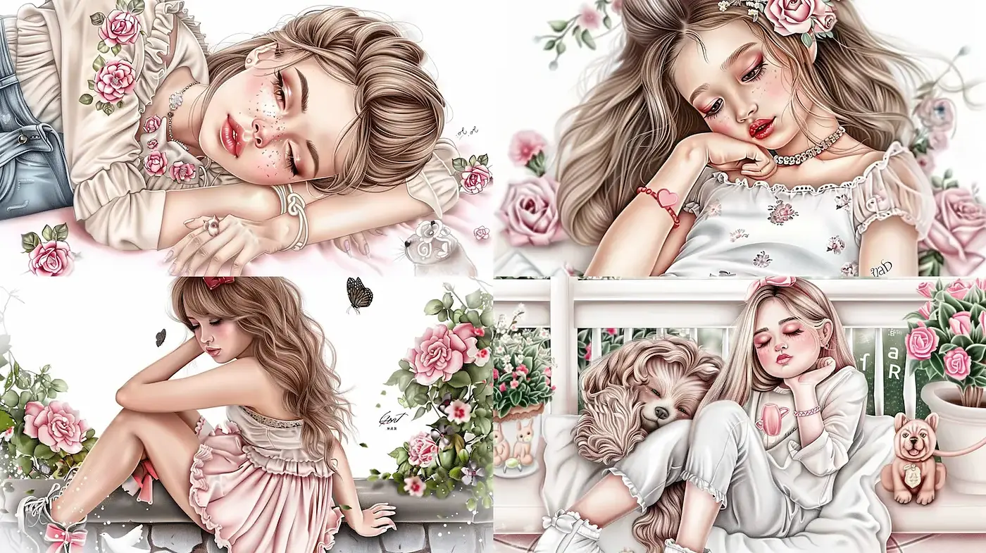 Delicate and Whimsical Floral Fantasy with Soft Pastels - Midjourney sref style