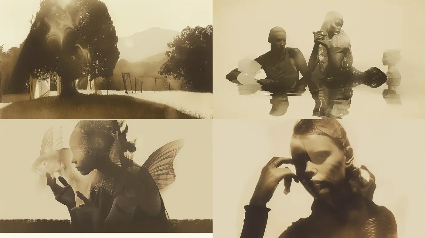 Ephemeral Sepia Silhouettes and Ethereal Forms - Midjourney sref style
