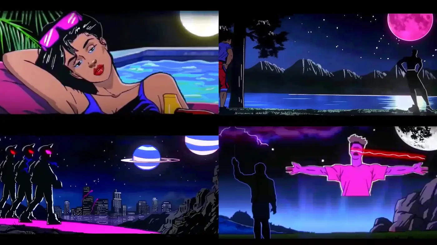 Neon-Noir Dreamscape: A Synthesis of Retrofuturism and Comic Book Aesthetics - Midjourney sref style