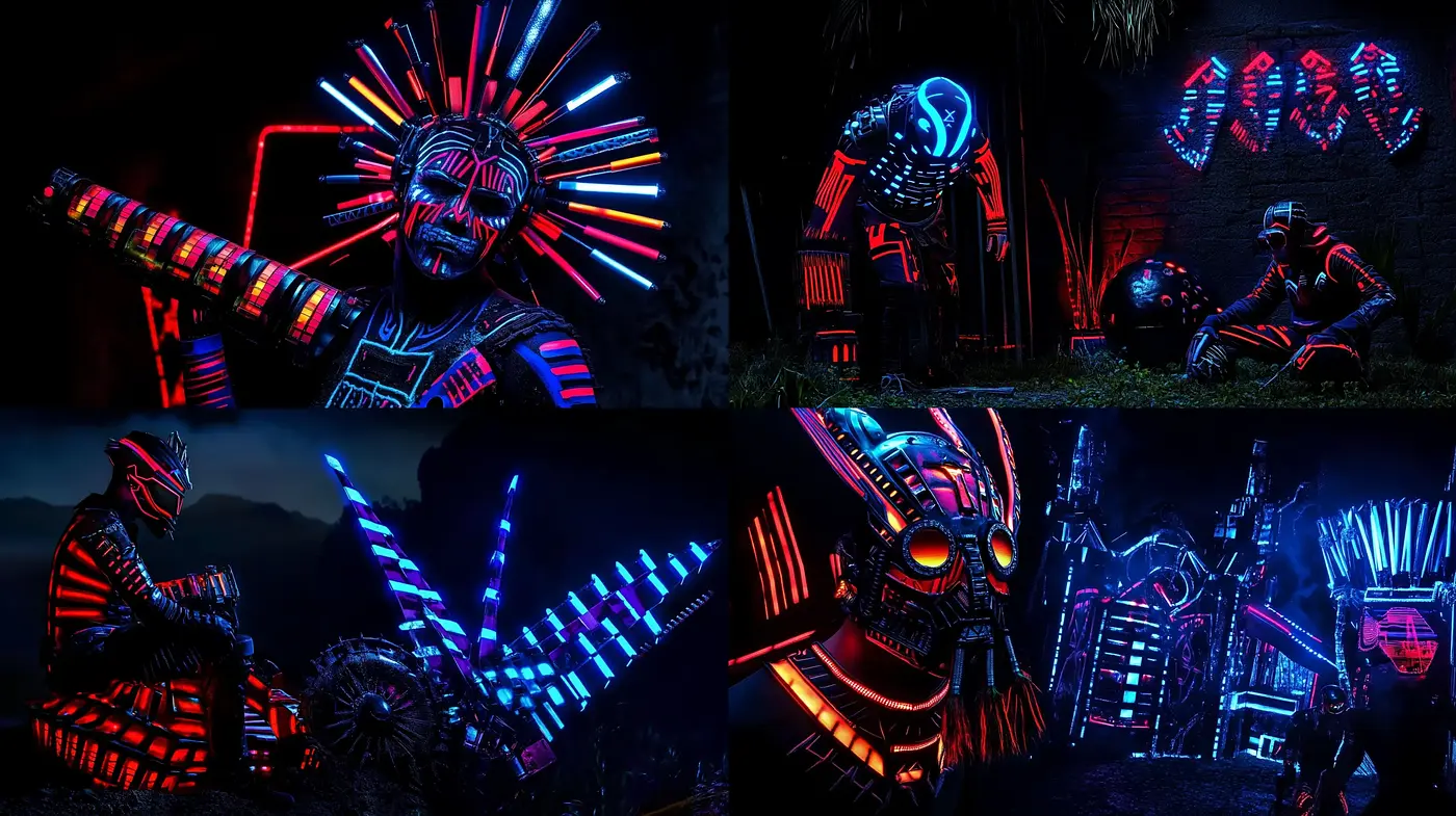 Neon Cyberpunk Nightscape - Midjourney sref style