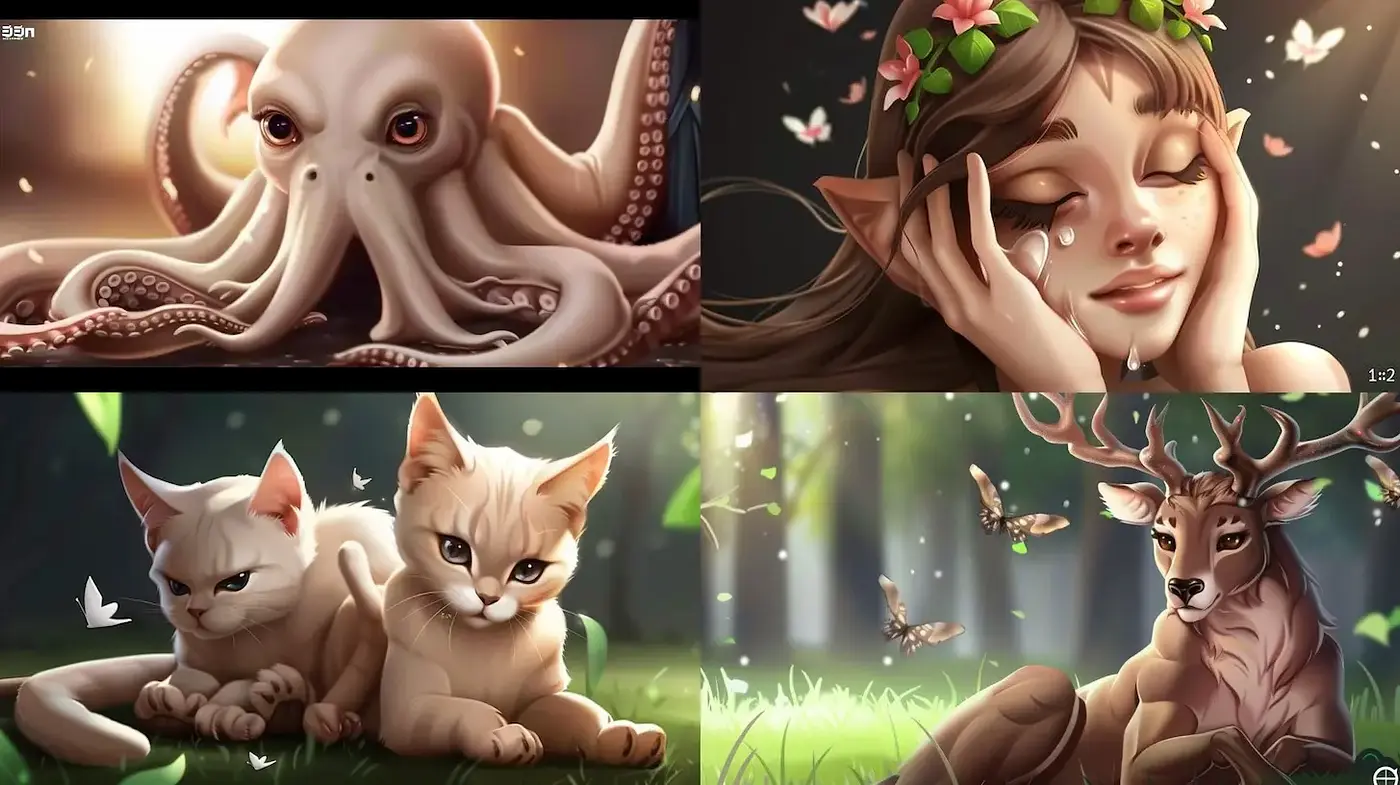 Whimsical and Enchanted Nature with Playful Elements - Midjourney sref style