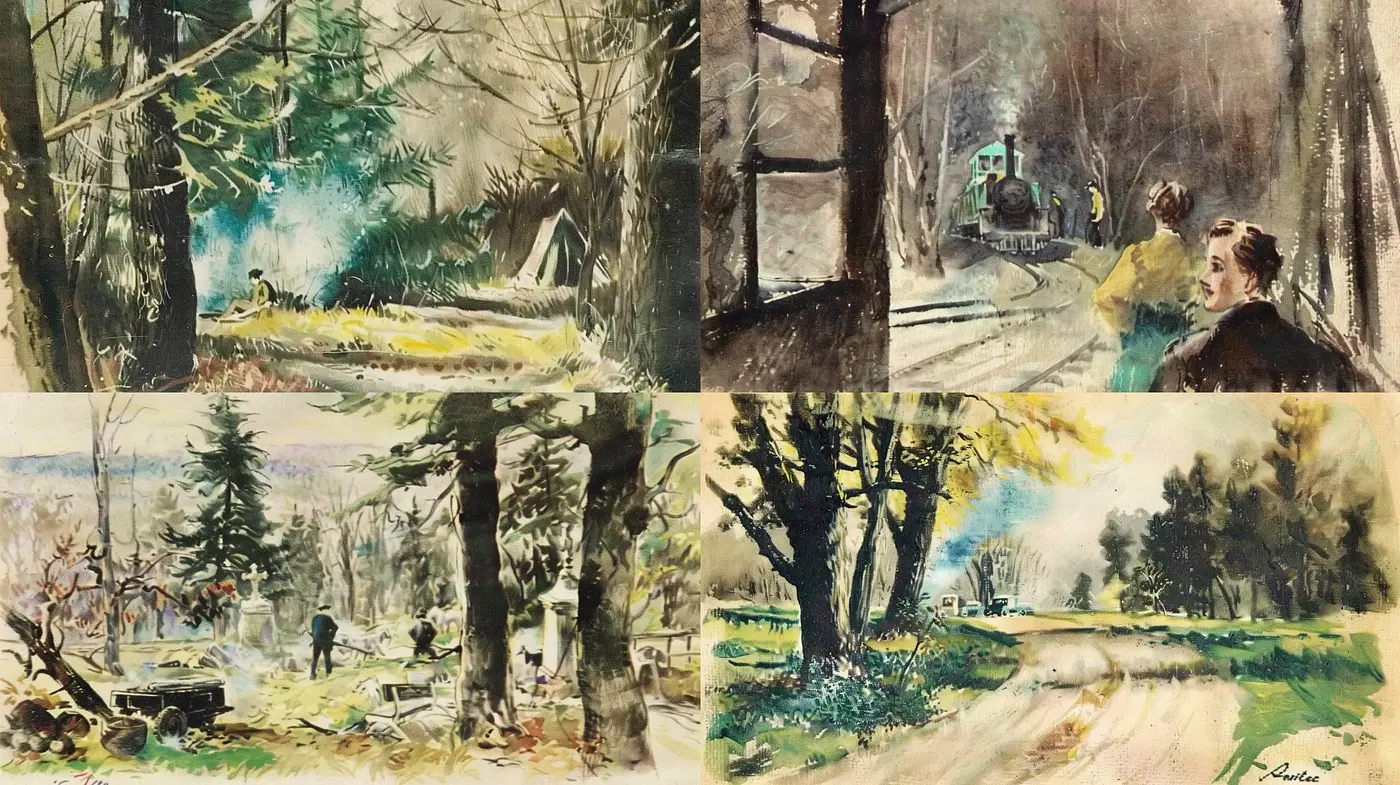 Evocative Brushstroke Landscapes in Pastoral Hues - Midjourney sref style