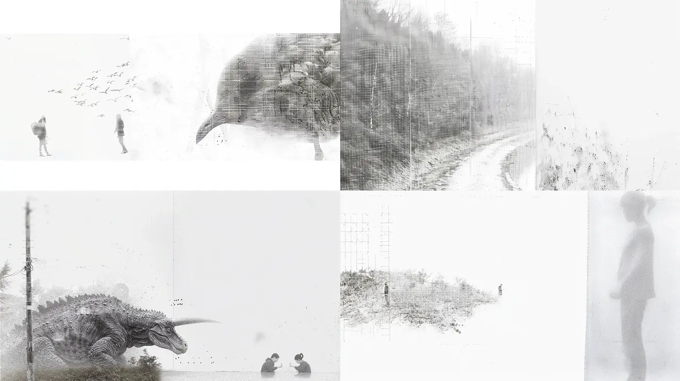 Ethereal Monochromatic Visions in Ink Wash Fusion - Midjourney sref style