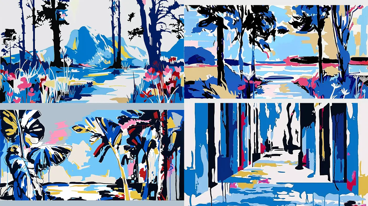 Contemporary Graphic Pop Art Panorama - Midjourney sref style