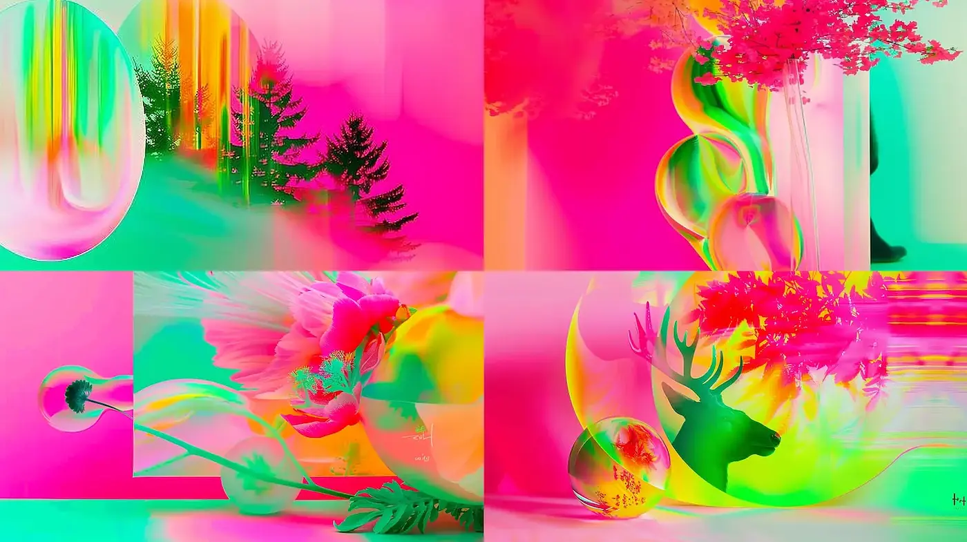 Colorful and Ethereal Surrealism with Nature Motifs - Midjourney sref style