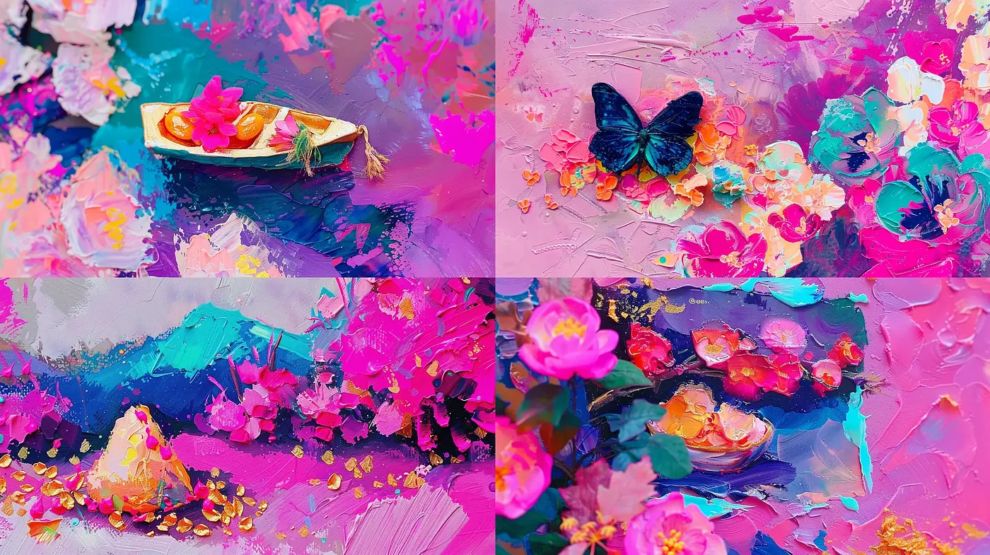 Vibrant Textured Impasto Garden Scenes - Midjourney sref style