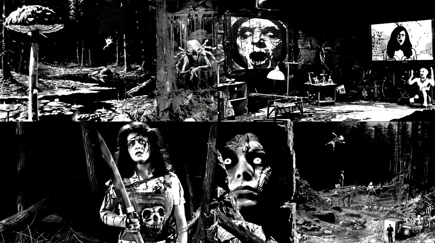 Monochromatic Nocturne: Echoes of Surrealism and Film Noir - Midjourney sref style