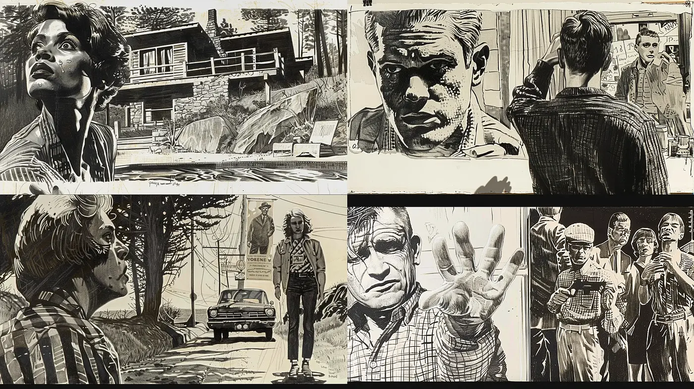 Sepia-Toned Ink Wash Illustrations with a Cinematic Quality - Midjourney sref style
