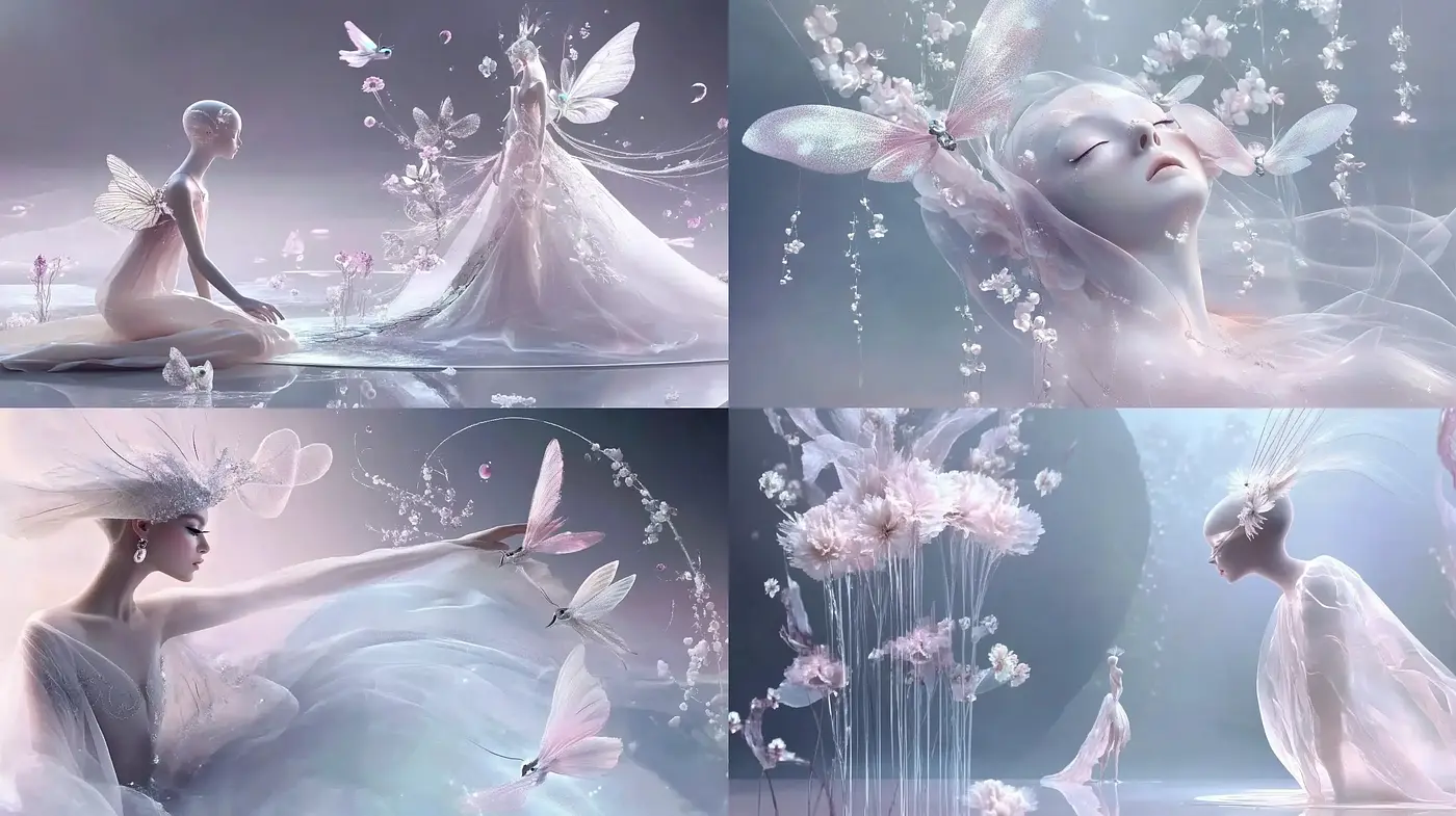 Ethereal Dreamscapes with a Surrealist Touch of Translucent Light - Midjourney sref style