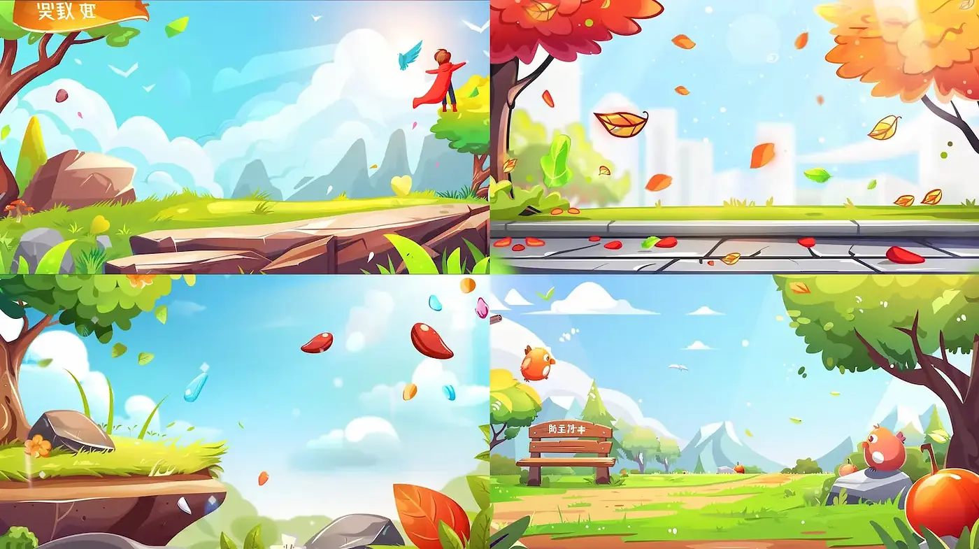 Whimsical and Playful Landscape Illustrations with a Touch of Fantasy - Midjourney sref style