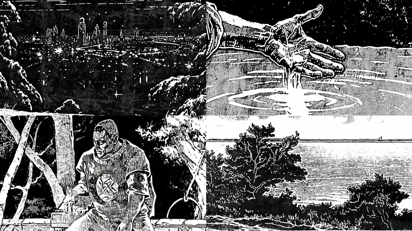 Dramatic, high-contrast monochromatic visuals with expressive textures - Midjourney sref style