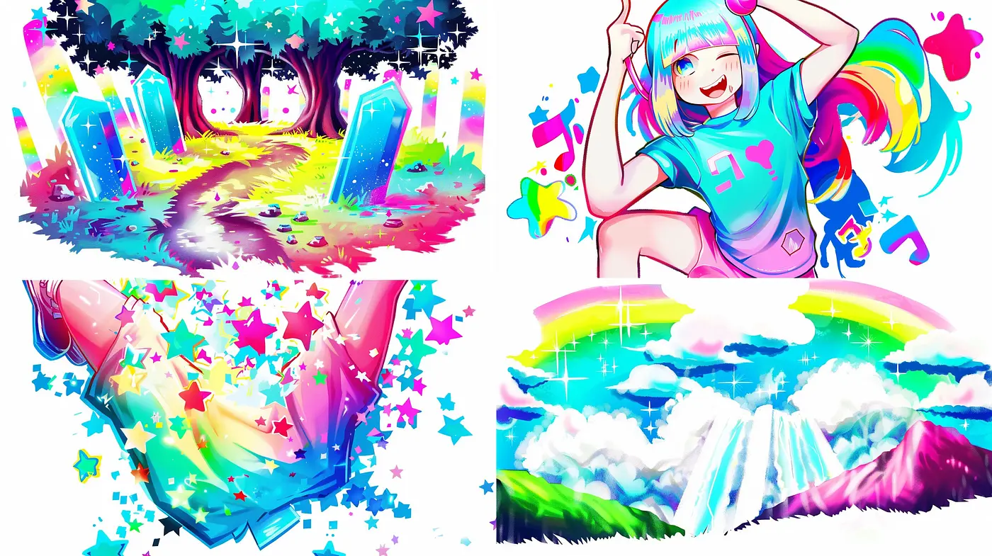 Surreal Dreamscape Fusion with Vibrant Pop Art Overtones - Midjourney sref style