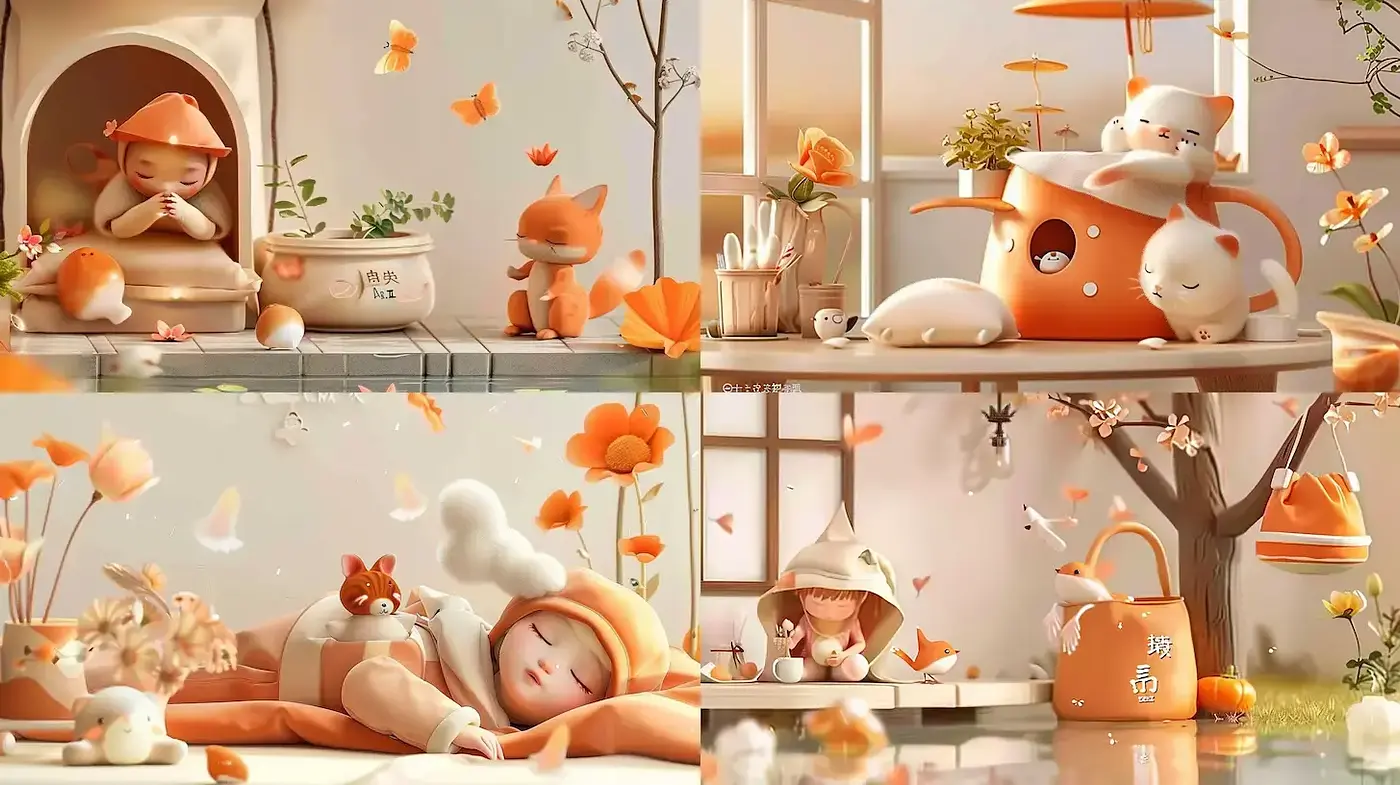 Soft and Whimsical Illustrated Scenes with a Pastel Aesthetic - Midjourney sref style