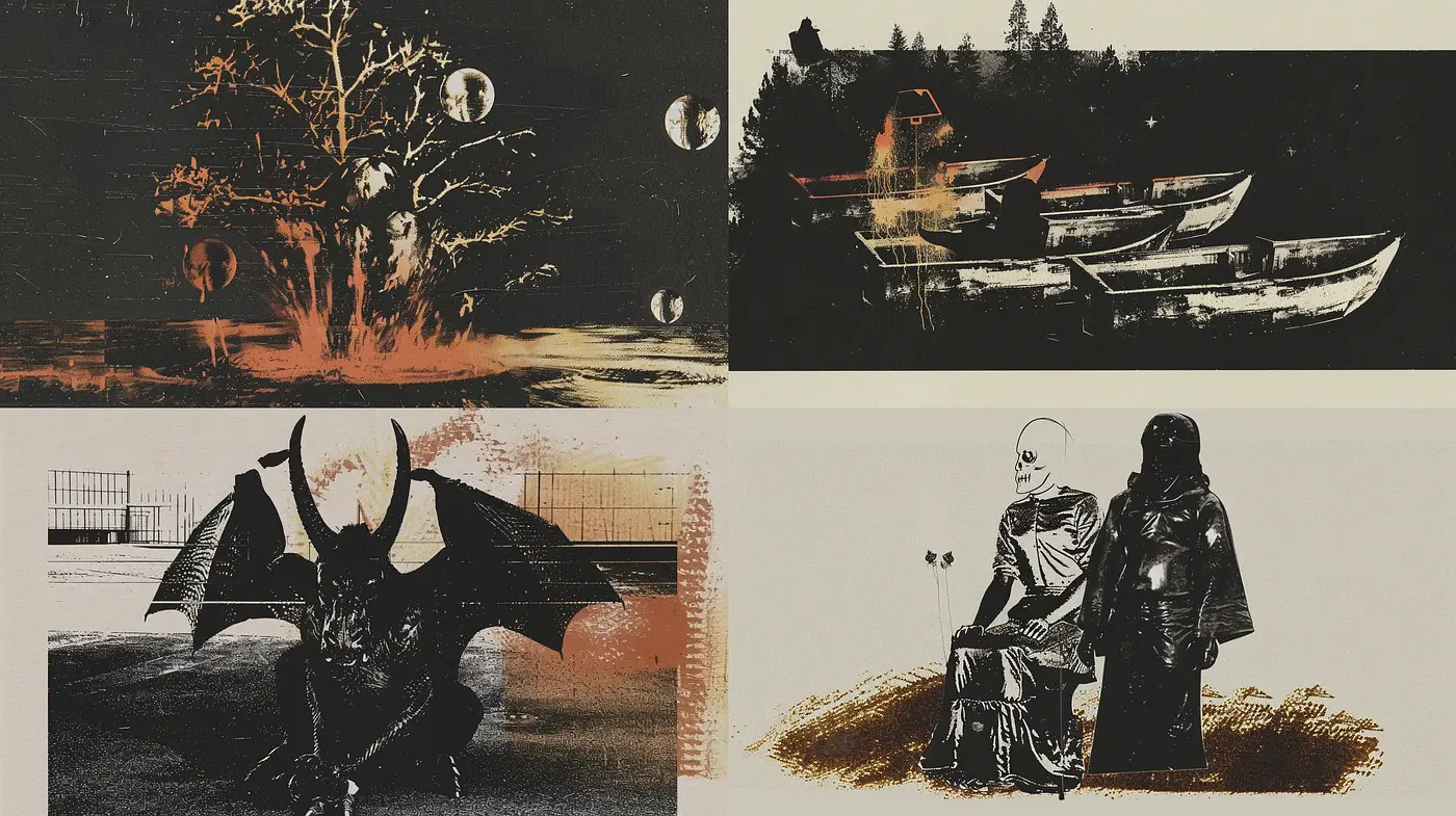 Ethereal Nocturne: A Fusion of Dark Gothic and Textured Printmaking Aesthetics - Midjourney sref style