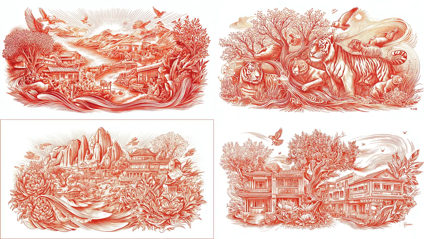 Intricate and Dynamic Illustrative Design with a Traditional Essence - Midjourney sref style