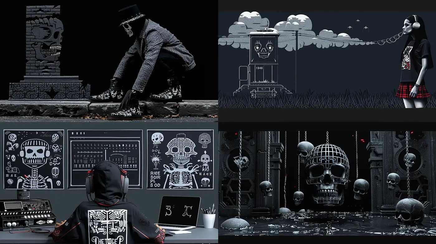 Monochromatic Gothic Fusion with Surreal Overtones - Midjourney sref style