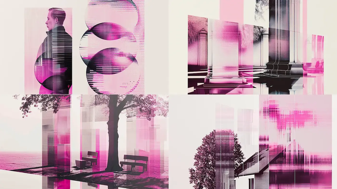Futuristic and Geometric Fusion of Minimalism and Vintage Techniques - Midjourney sref style