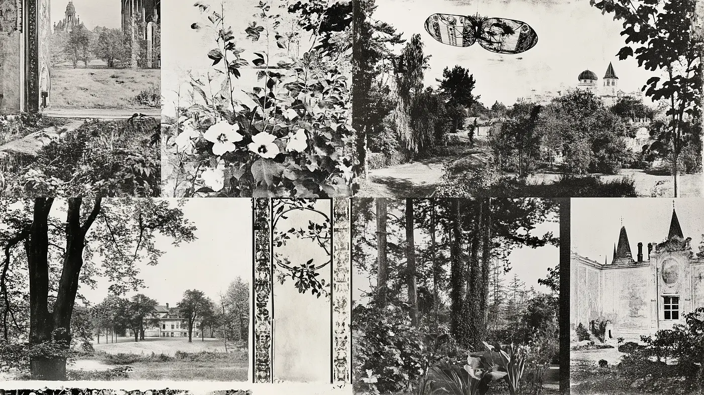Monochromatic Elegance in Historical Landscapes - Midjourney sref style