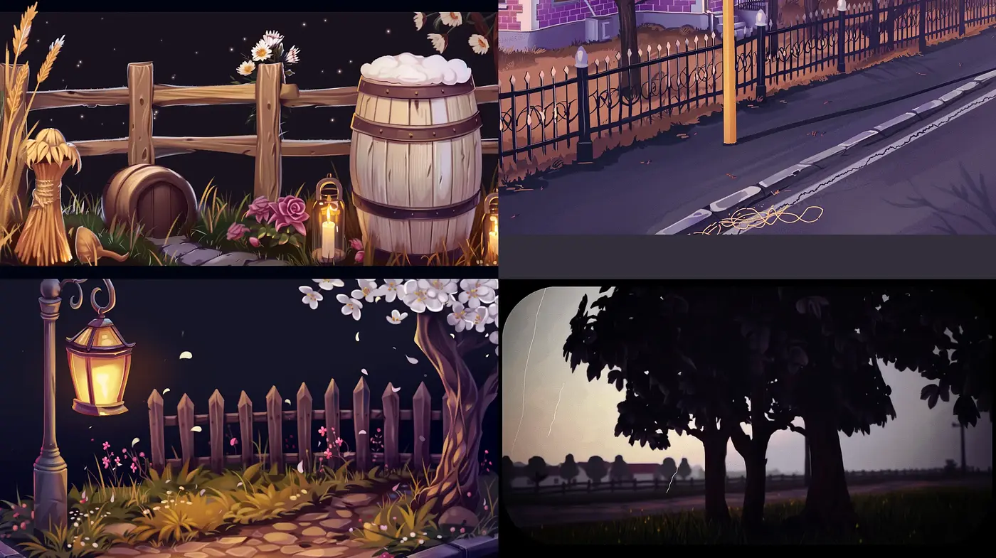 Twilight Hues and Dreamy Vistas: A Consistent Thematic Exploration Through Digital Art - Midjourney sref style