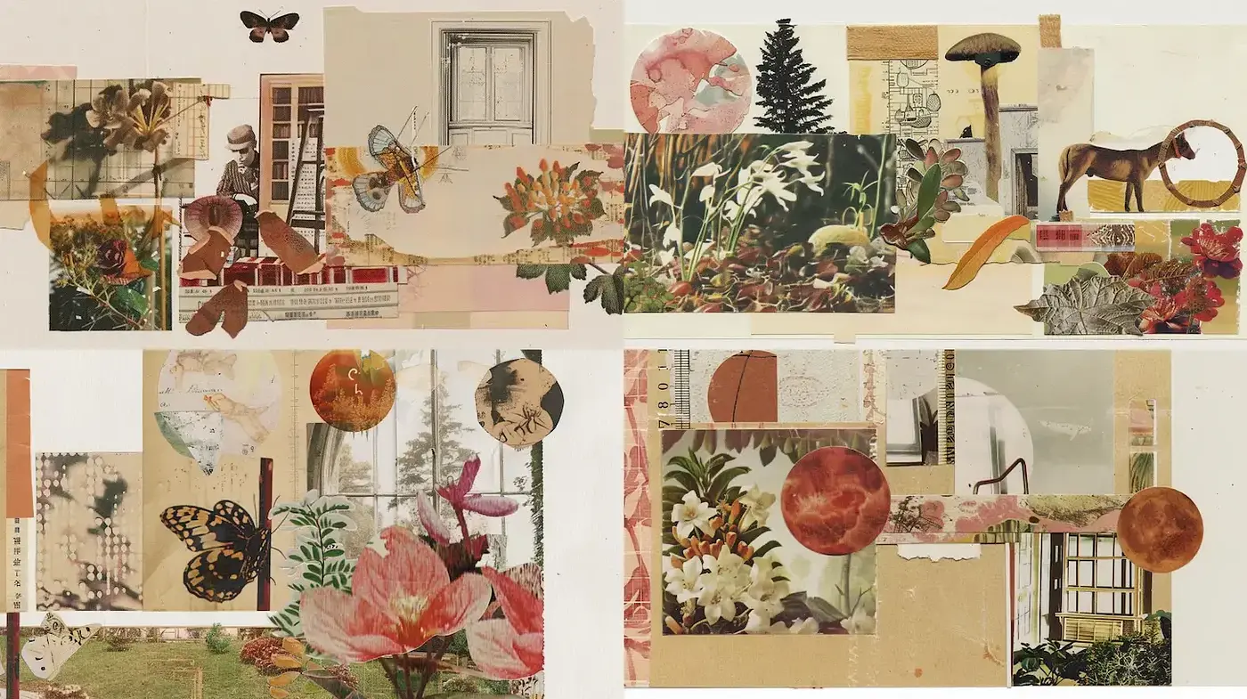 Eclectic and Lush Collage Art with a Vintage Aesthetic - Midjourney sref style