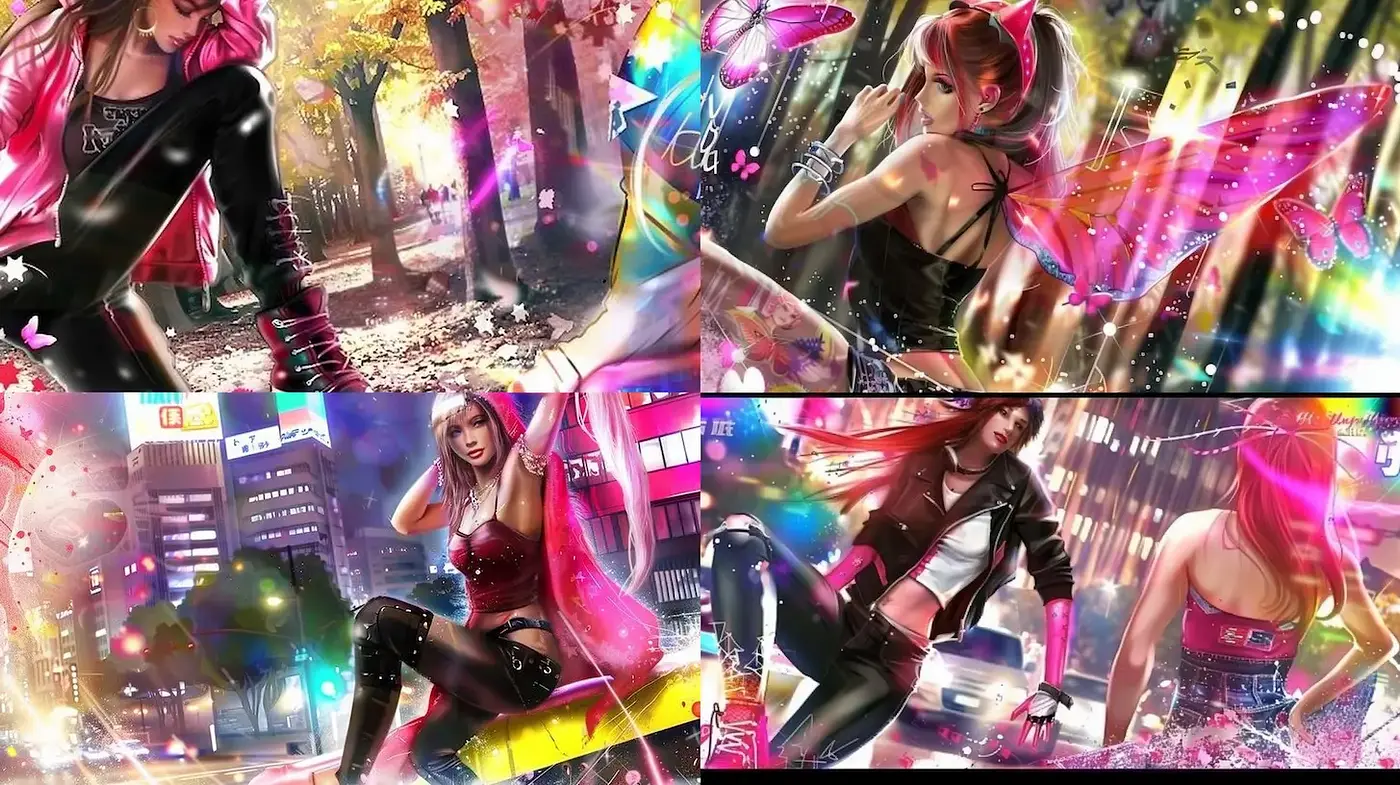Vibrant Urban Fantasy with a Dynamic and Playful Aesthetic - Midjourney sref style