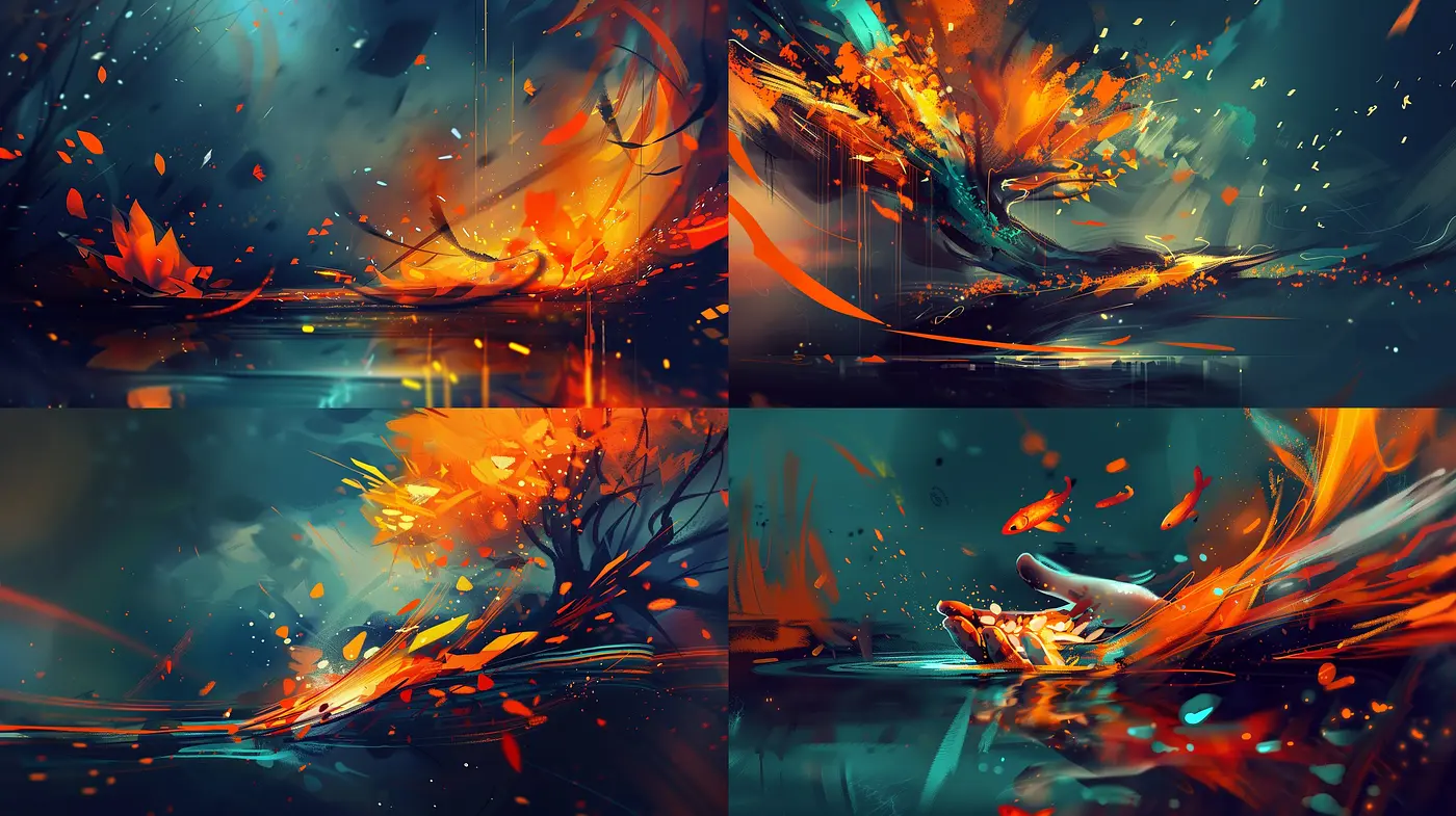 Vibrant Abstract Eruption: A Study in Dynamic Synthesis - Midjourney sref style