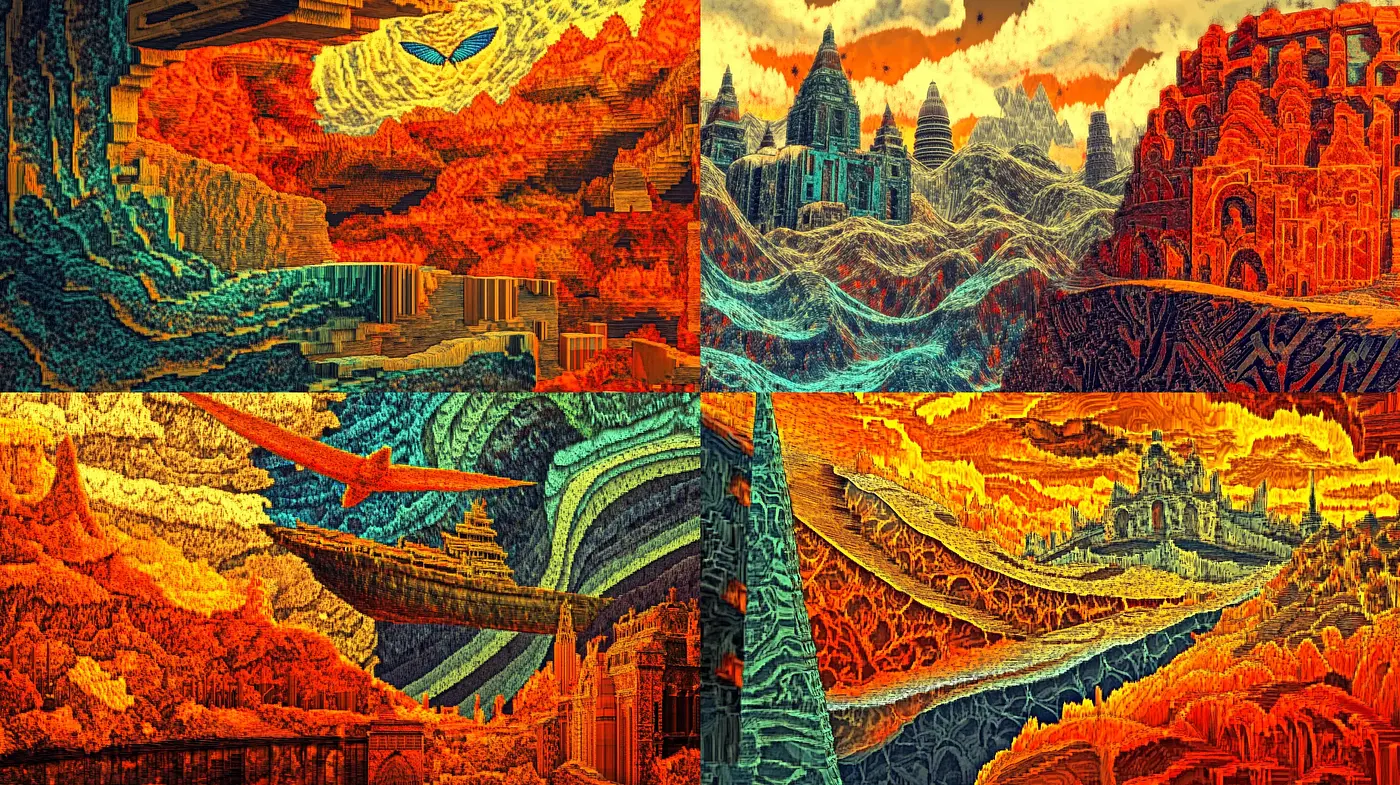 Epochal Tapestry of Fire-Toned Landscapes: A Homage to Energetic Impressionism - Midjourney sref style