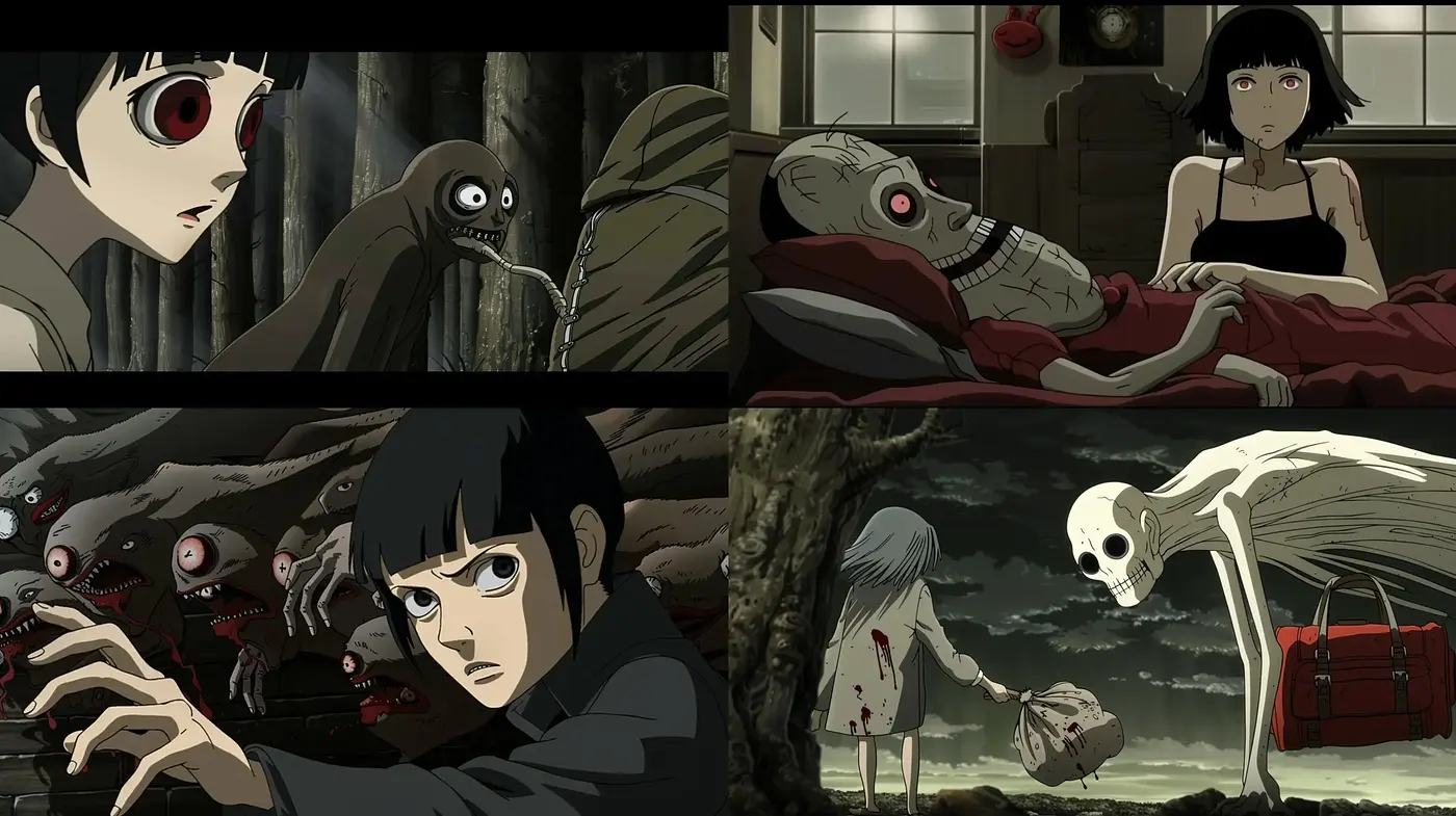 Eerie and Surreal Anime-Inspired Dark Fantasy Imagery - Midjourney sref style