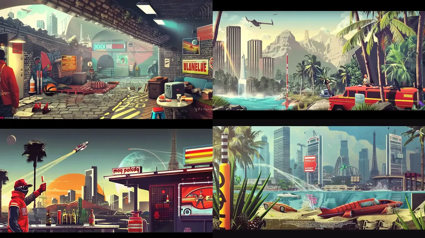 Futuristic Retro Dystopia with Consistent Cross-Image Stylistic Elements - Midjourney sref style