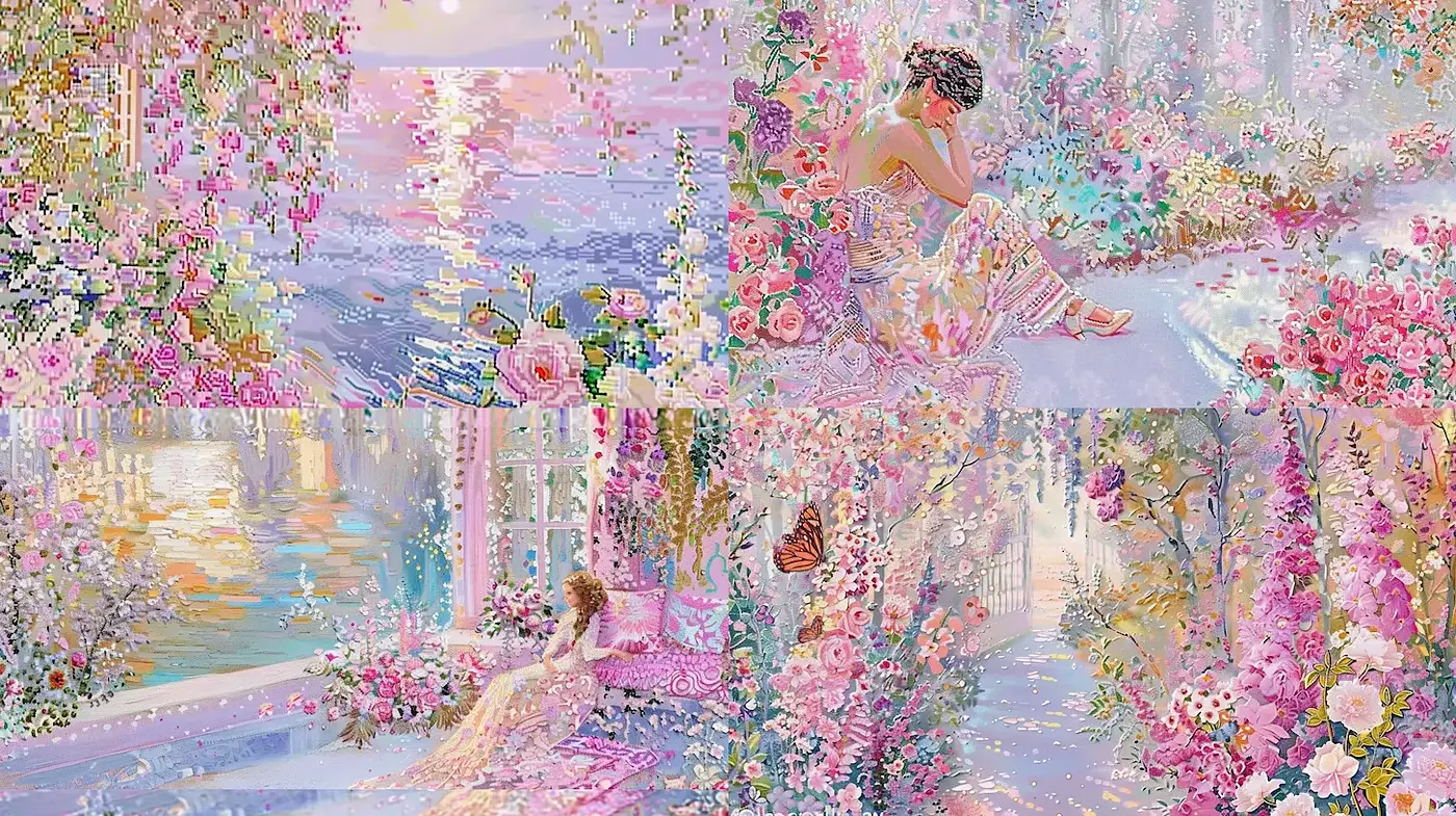 Ethereal Floral Dreamscapes with a Soft Pastel Palette - Midjourney sref style