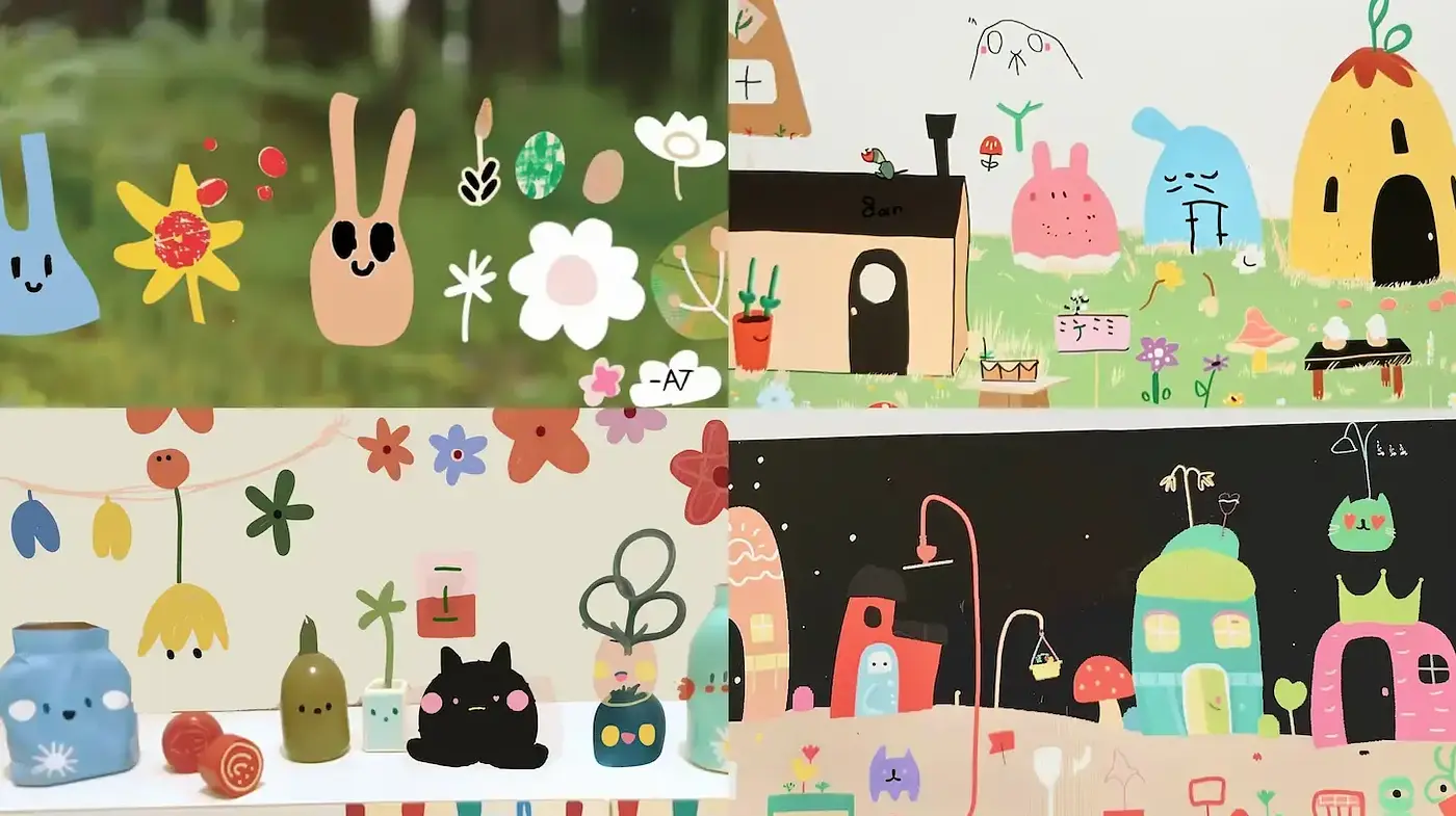 Whimsical Illustrative World with Pastel Storybook Charm - Midjourney sref style