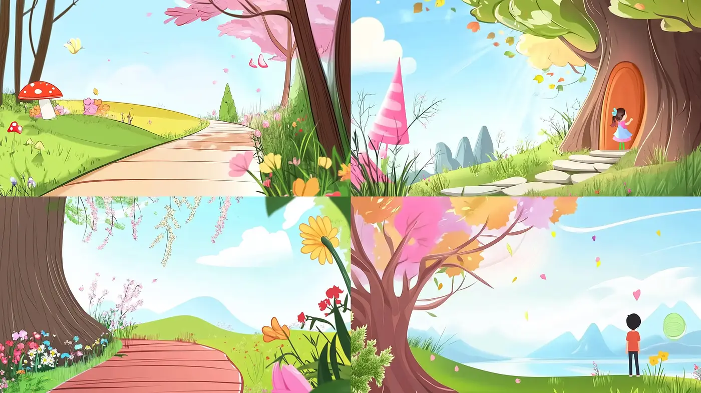 Whimsical Pastoral Vistas: A Serene Journey Through Stylized Landscapes - Midjourney sref style