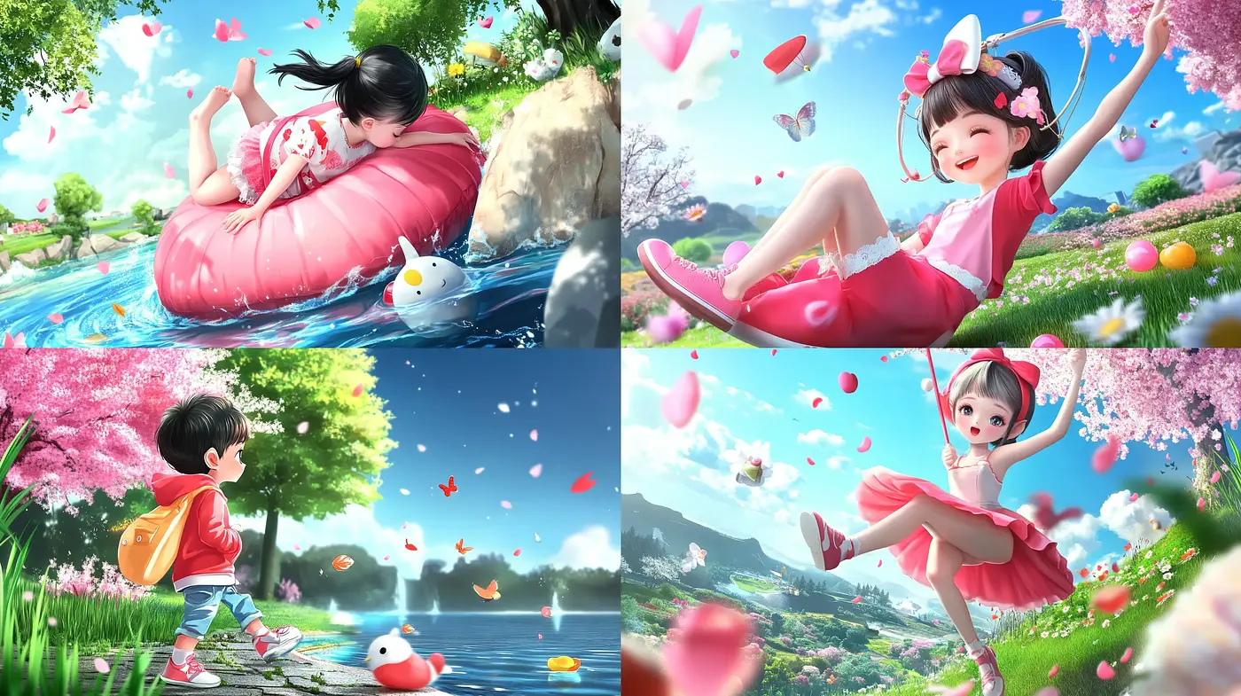 Ethereal Blossom Dreamscapes: A Lively Anime-Inspired World - Midjourney sref style