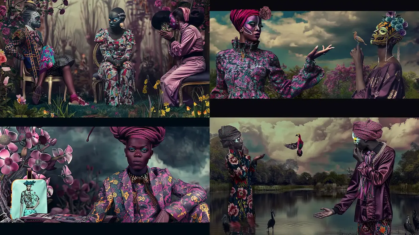 Mystical and Vibrant Portraiture with Nature Elements - Midjourney sref style