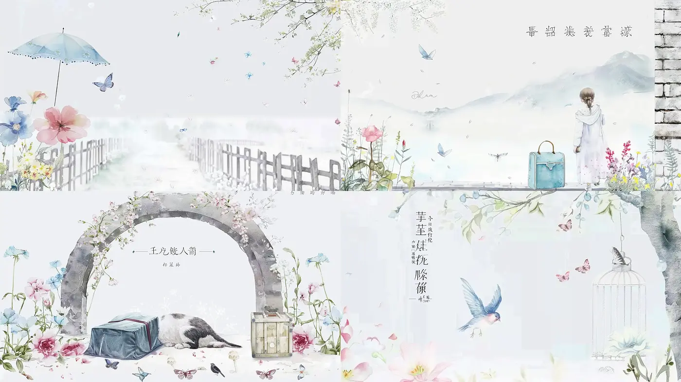 Serene Watercolor Dreamscape with Ethereal Elegance - Midjourney sref style