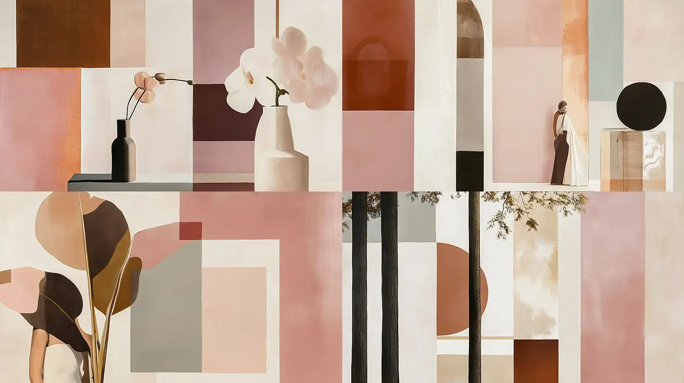 Geometric Tranquility: A Harmony of Pastel and Architectural Forms - Midjourney sref style