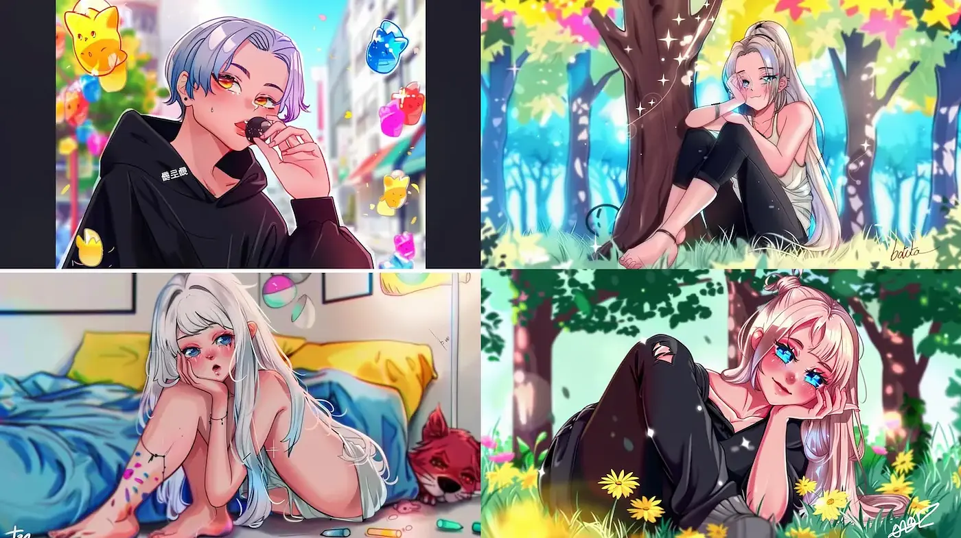 Vibrant, whimsical fantasy with emotional undertones - Midjourney sref style