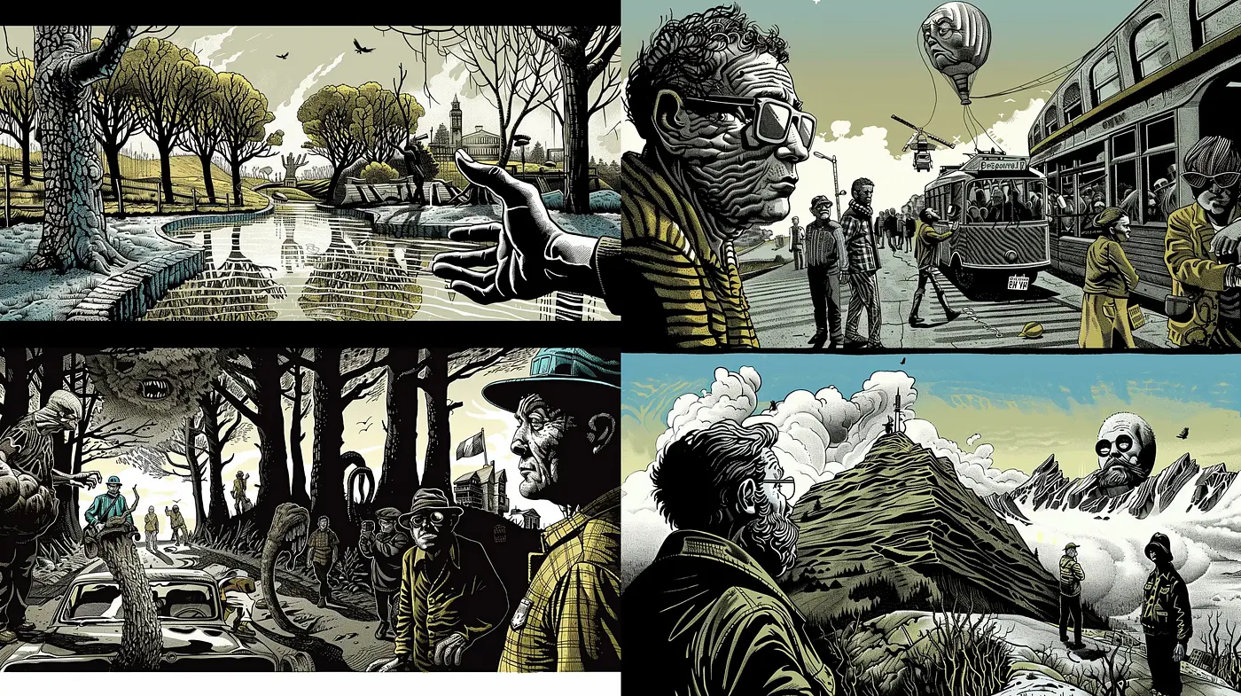 Stylized Graphic Novel Illustrative Technique with Chiaroscuro Effects - Midjourney sref style
