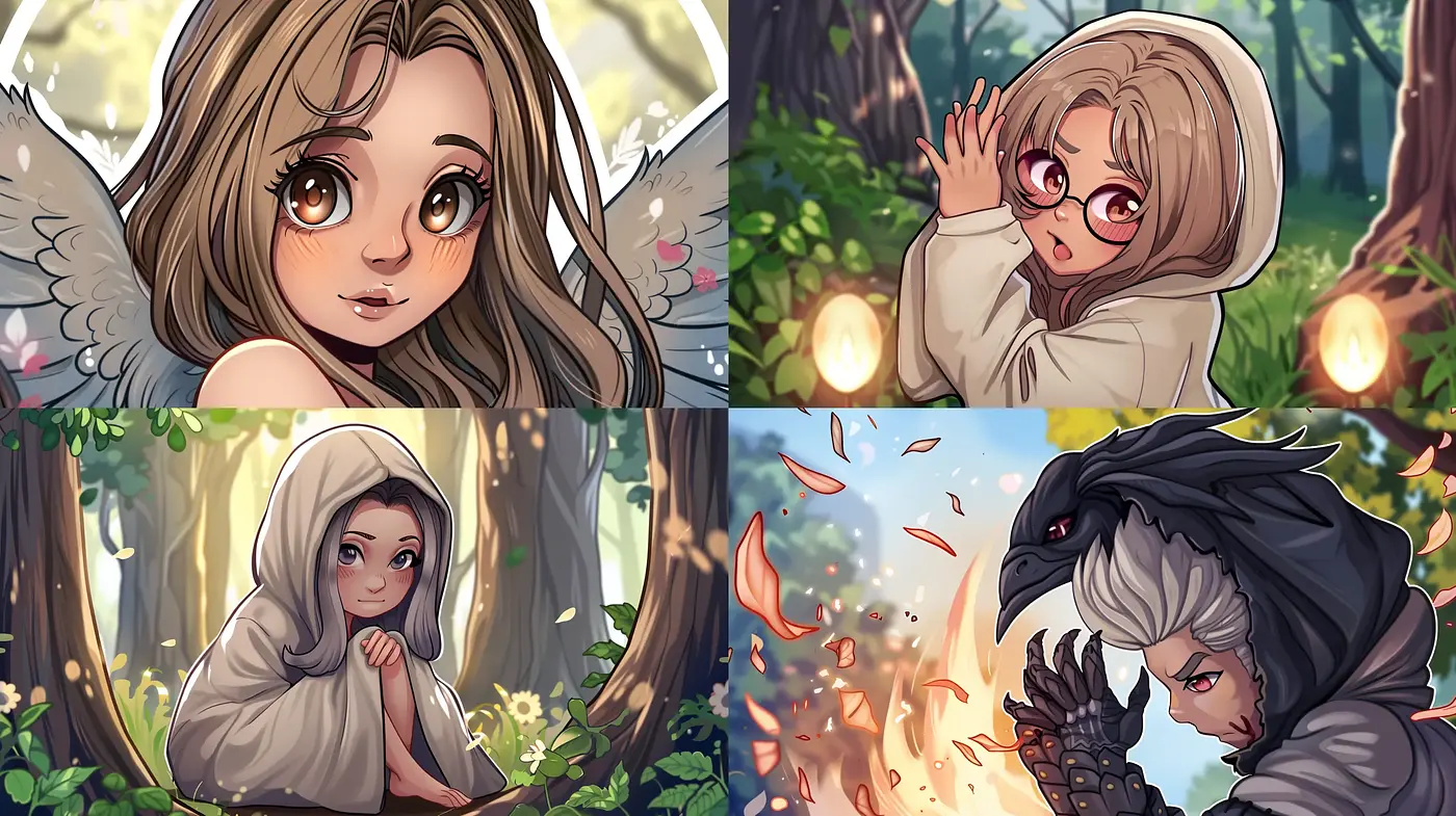 Enchanted Forest Whimsy: A Fusion of Anime and Storybook Illustration - Midjourney sref style